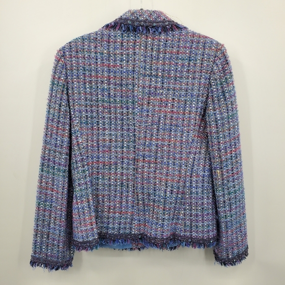 Designs By Seymour blue fringe blazer | Size 12* - Picture 2 of 6